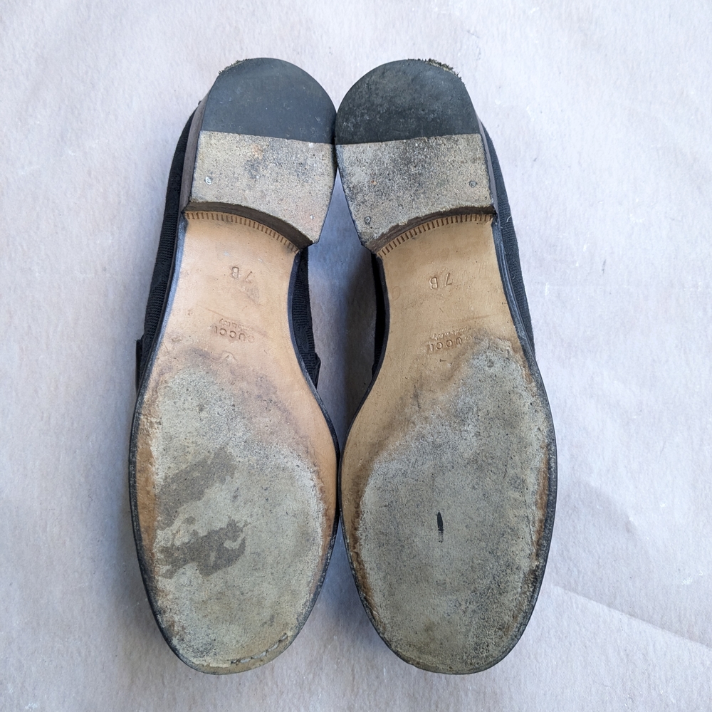 Gucci Horsebit Loafers Black Monogram Canvas Logo Women 7 B - Picture 15 of 16